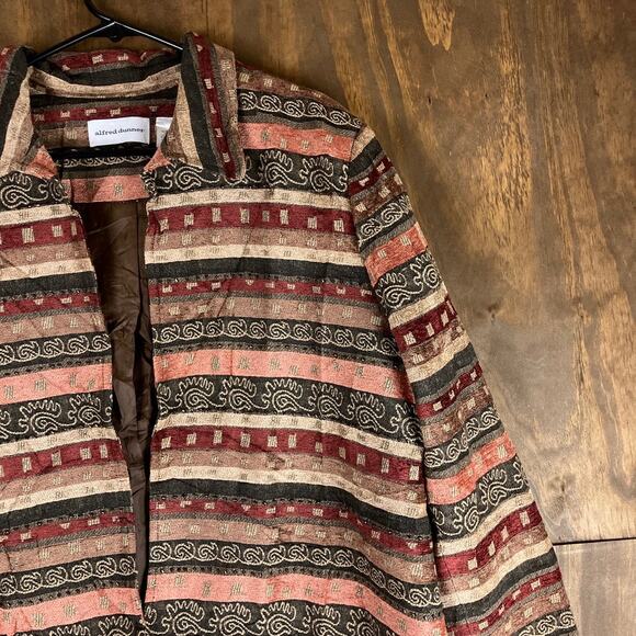 Alfred Dunner Womens Jacket Orange Brown Aztec Full Zip Shoulder Pads Cotton 20 - Picture 5 of 12